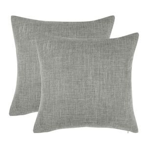 2pcs Linen Throw Pillow Covers Blank Cotton Square Cushion Cover Gray